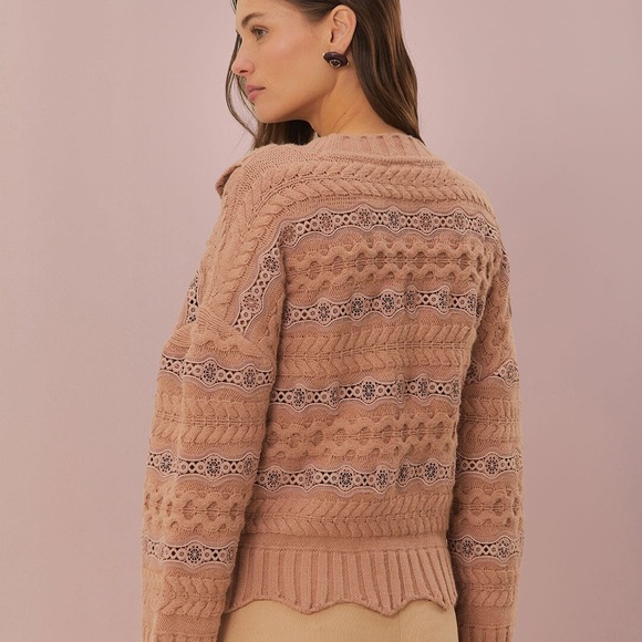 Farm Rio Cream Wavy Ruffle Sweater - Picture 3 of 8